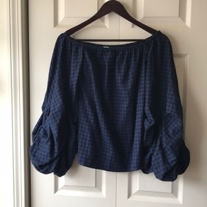 Guest Editor off shoulder balloon sleeve top